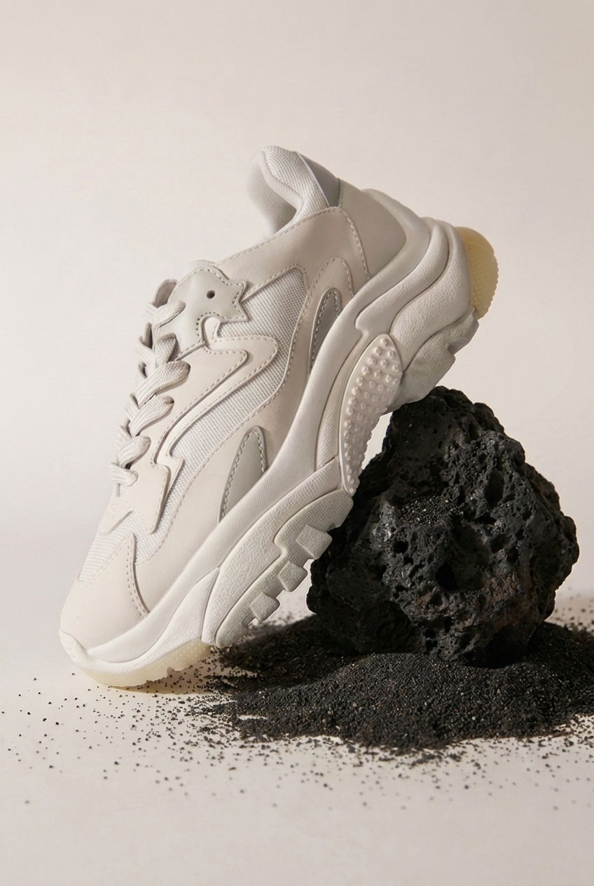 ALL DESIGN — signature sneaker on lava rock